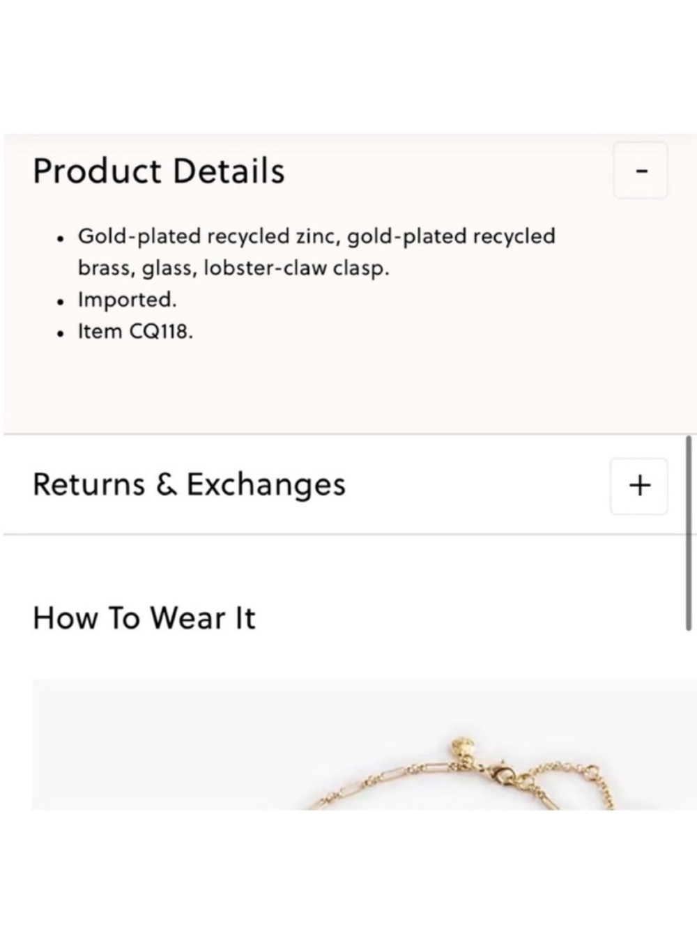 New! J.Crew Gold Plated Carabiner Charm Necklace NWT - Picture 4 of 4